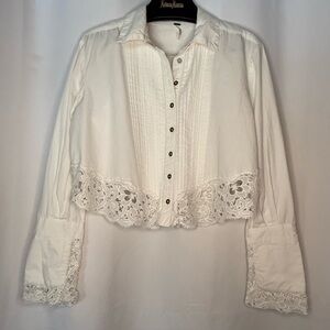 Free People Hooked On You Cotton Lace Blouse